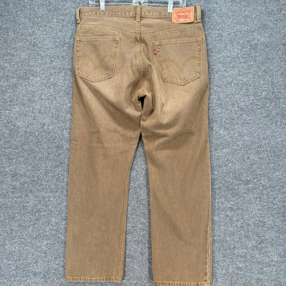 Levi's 505 Jeans Men 36x30 Brown Regular Fit Straight Leg Denim Classic Workwear
